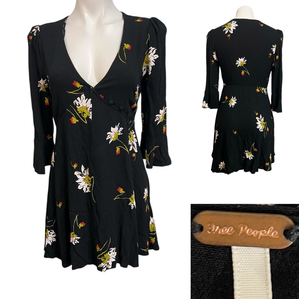 Free People Black Floral Mini Dress